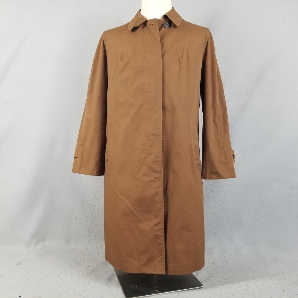 Vintage London Fog Raincoat Womens 14 Brown Calibre Cloth Maincoats Raglan 60s